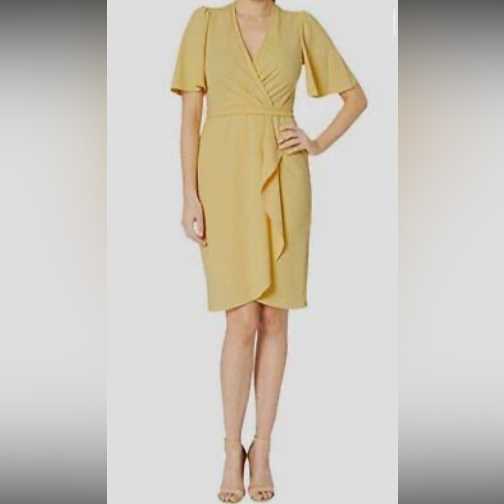 Donna Morgan Yellow Wrap Dress